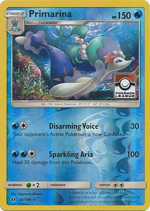 Sun & Moon Holo Primarina #41 League Promo